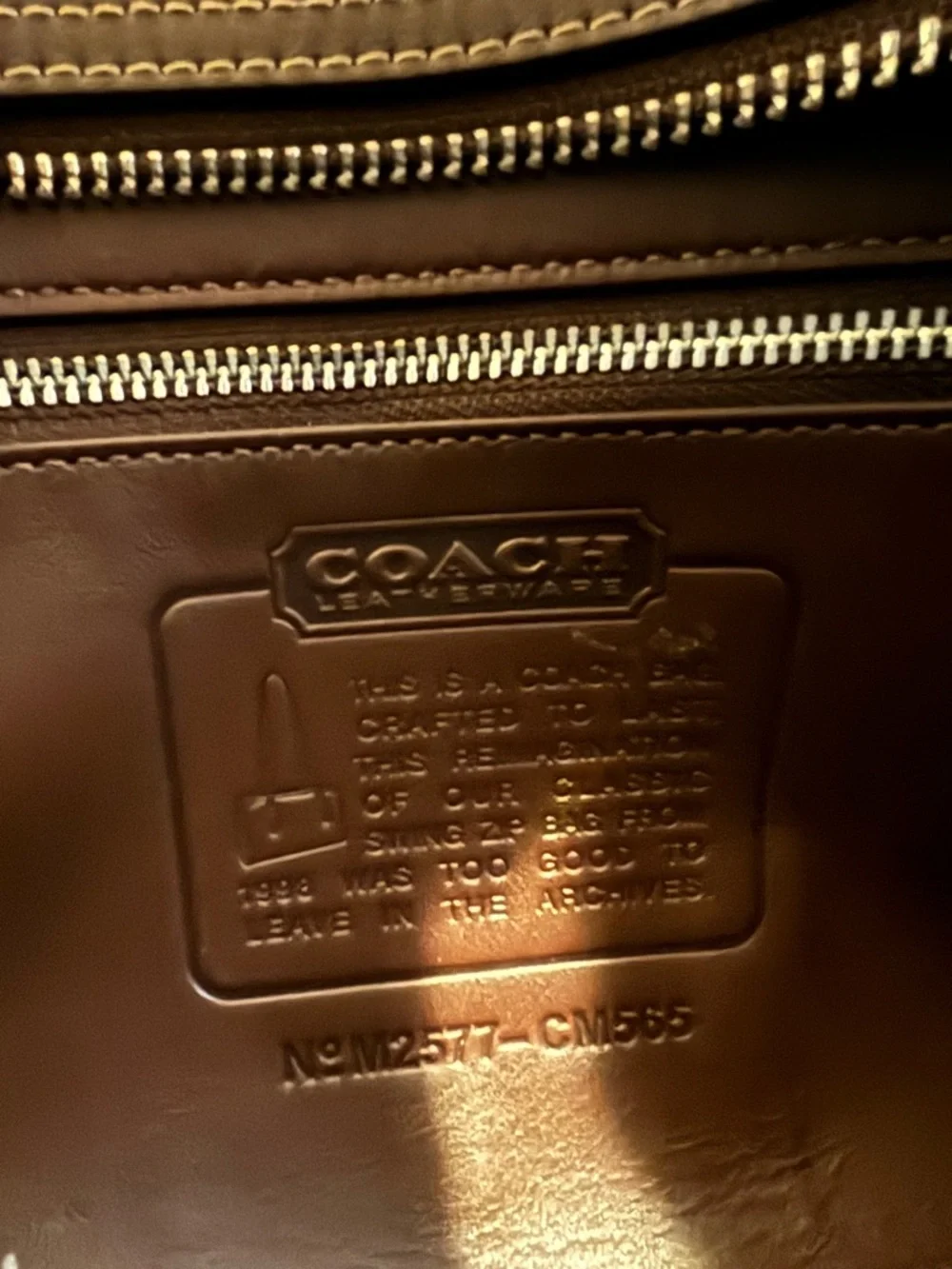 Coach Swing Zip Glovetanned Leather Shoulder Bag- Maple - Picture 9 of 11
